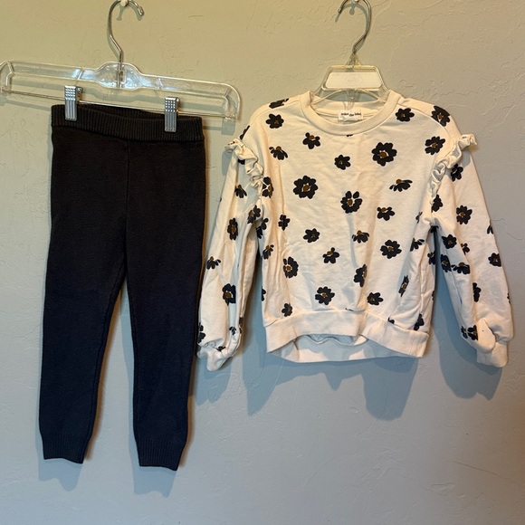 Miles The Label Other - Floral Sweatshirt and Grey Leggings Set 3/4Y